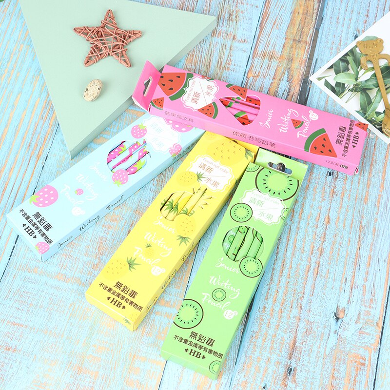 12pcs/box Pencils for Writing Kids Girls School Exam Supplies Cute Stationery