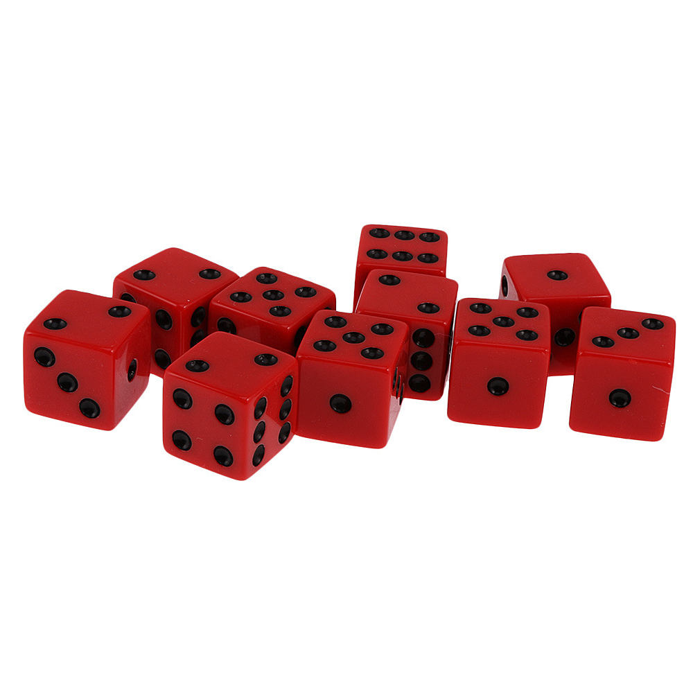 10 pz/pacco nuova resina dadi rosso 16mm punto nero angoli quadrati cubi di alta qualità Boutique gioco dadi: Rosso