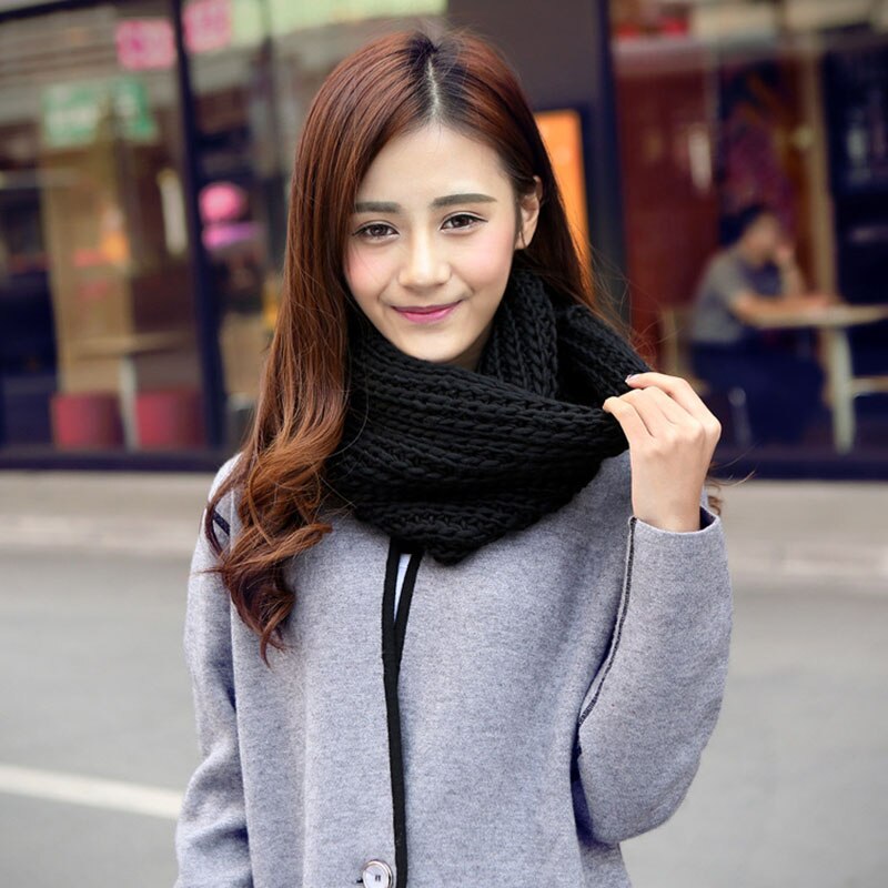 Wool crochet Knit infinity loop scarf for women solid chunky winter burgundy circle scarves for chirsitmas