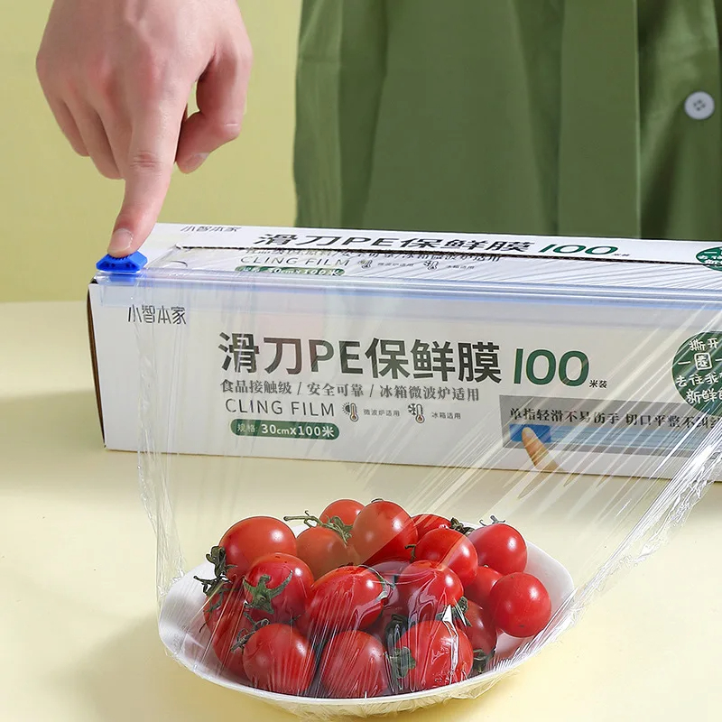 Saran Wrap, mikrowellengeeignete Frischhaltefolie – mit abnehmbarem Schiebeschneider, durchsichtiger Lebensmittelverpackungsfolie aus Kunststoff, hält Lebensmittel frisch: Default Title