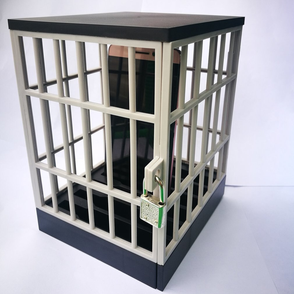 Mobile Phone Jail Cell Prison Lock Up Safe Smartphone Home Table Office Gadget Storage Box Locking Cage Party Storage