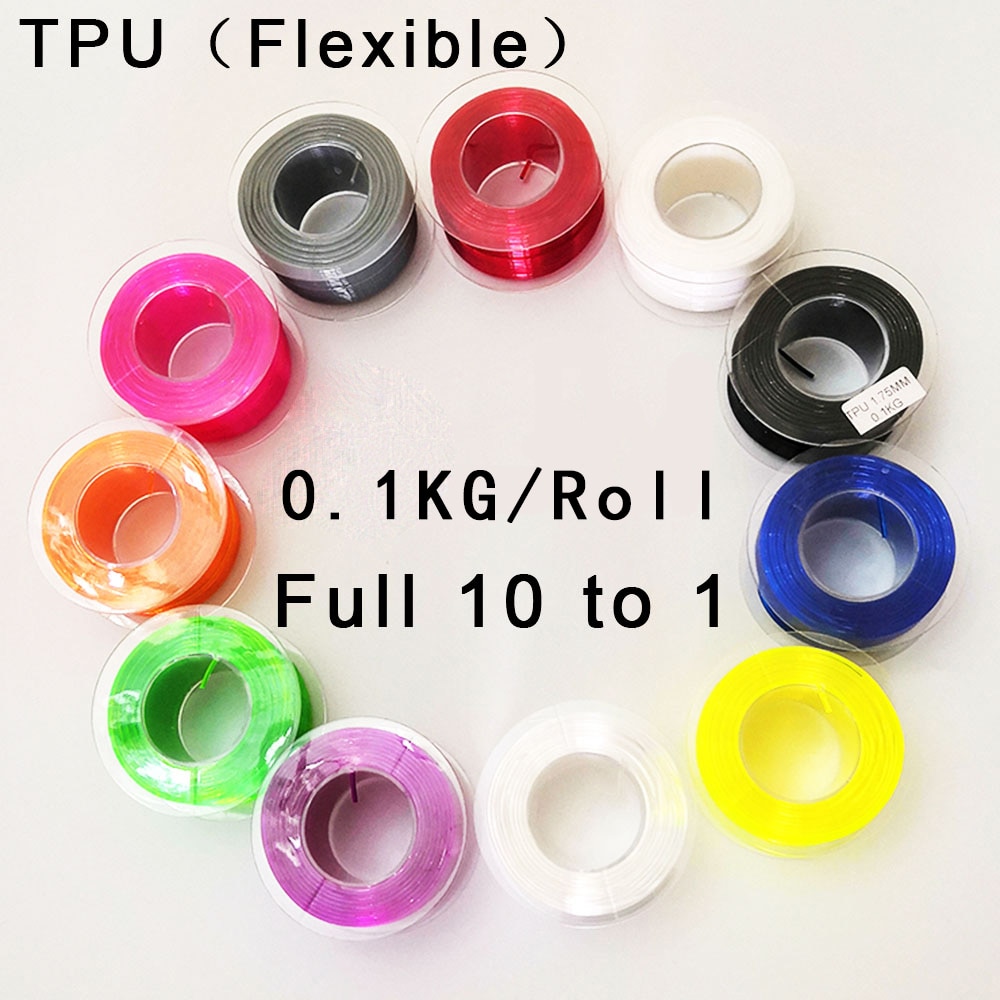 3d printer plast tpu filament fleksibelt blødt gummi forsyninger materiale filament 1.75mm 100g ca. 35 meter 14 farver tilgængelige