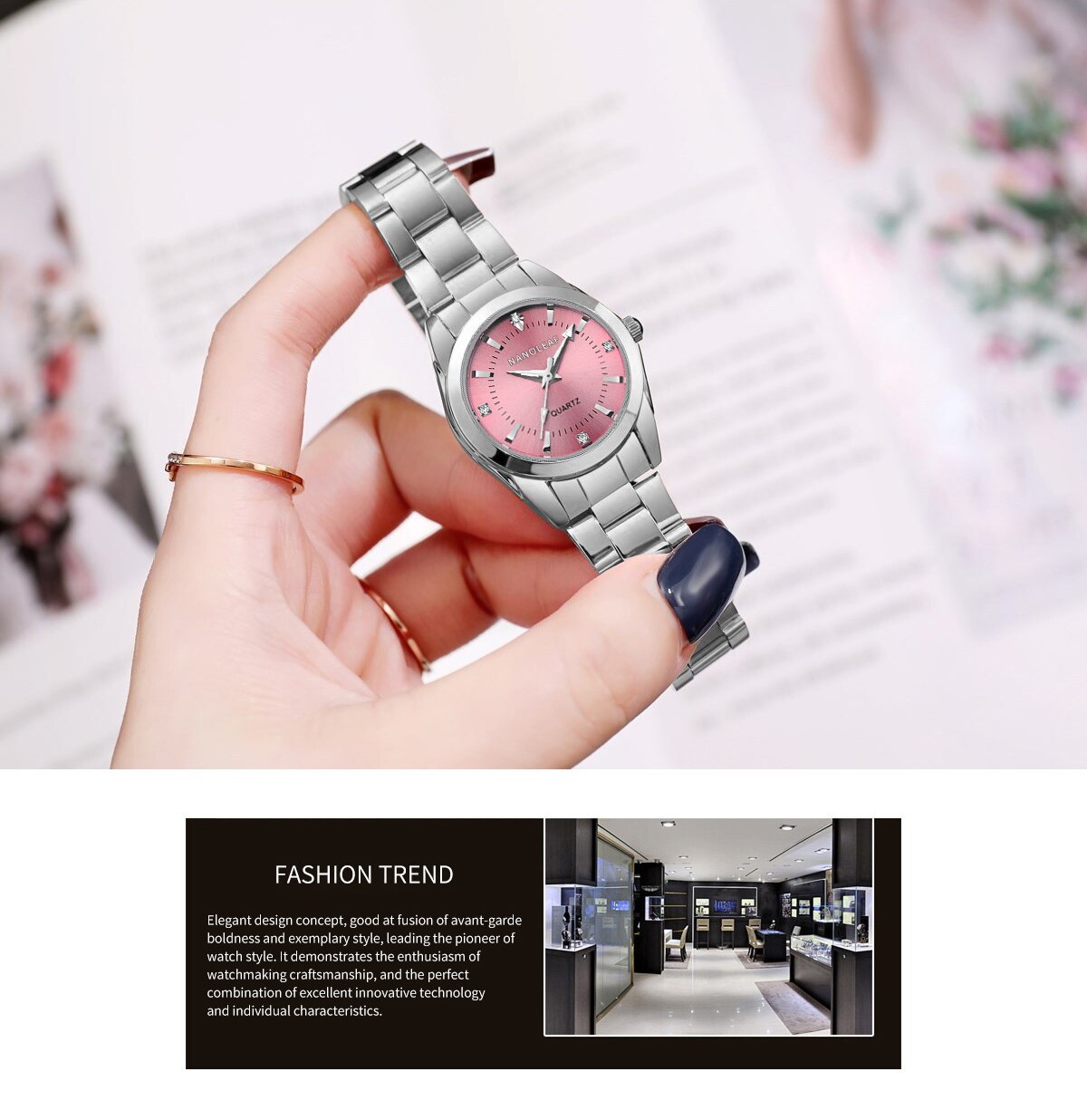Senhoras vestido relógios pequena face rosa dial à prova dwaterproof água relógio de quartzo analógico feminino com banda de aço inoxidável moda clássico