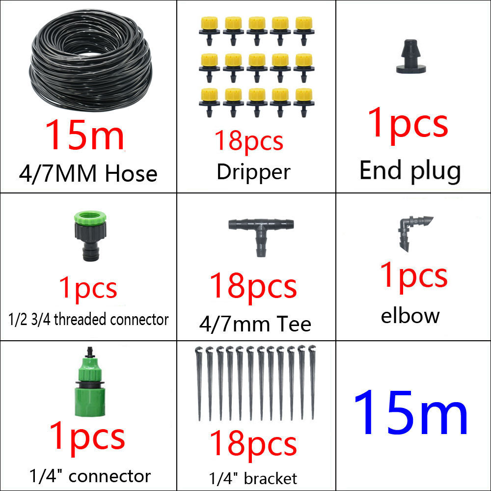 5-50M Automatisch Tuinbewateringssysteem Waterdruppelirrigatiesysteem Plant Bewatering Kit Irrigatie Druppelaars Timer Set: Paars