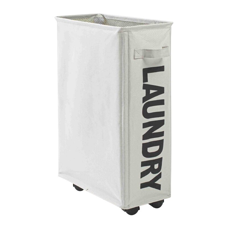 Aluminum Frame Laundry Basket Can Be Folded Dirty Clothes Basket Tall Thin Laundry Basket With Brake Function Universal Wheel: D