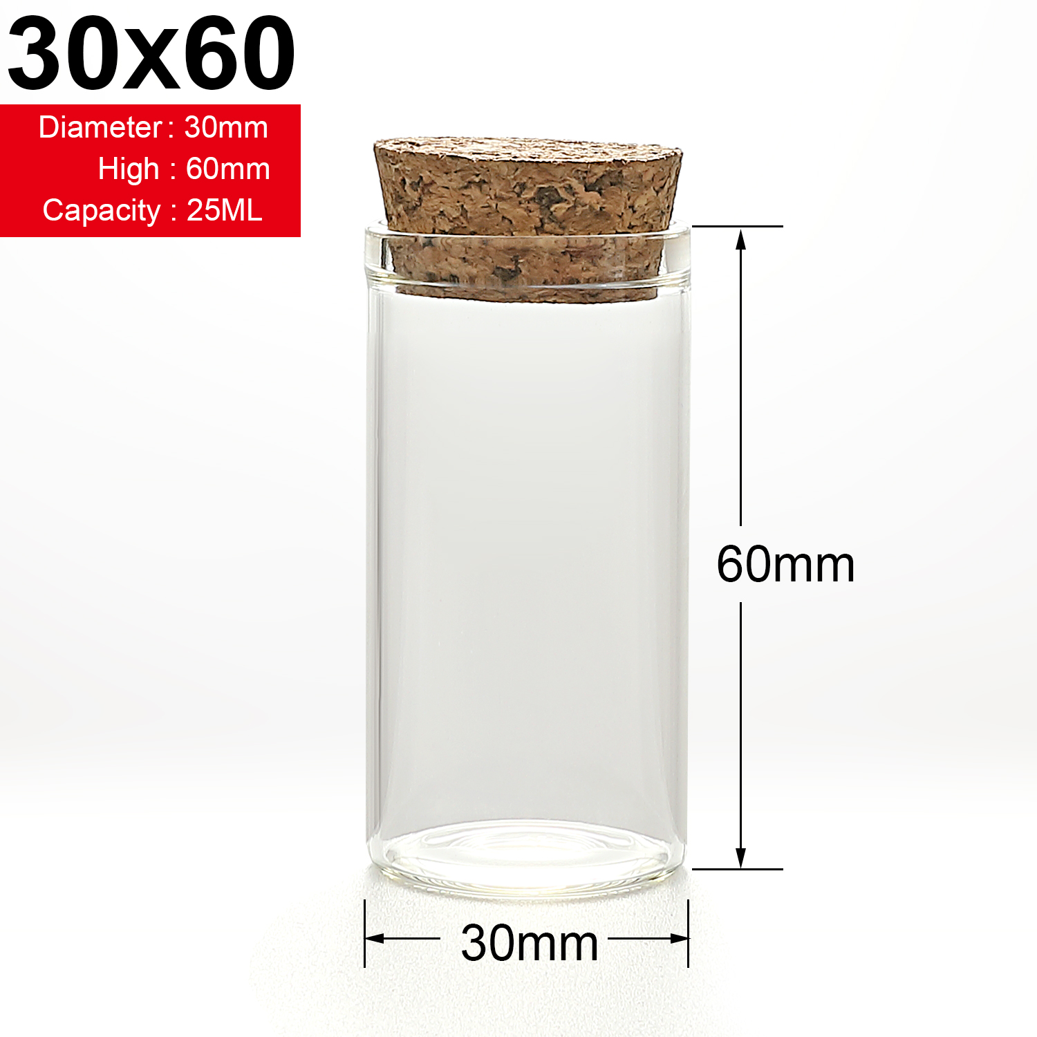 Glasflaskor med kork hantverk flaskor burkar bröllop 15ml 20ml 25ml 30ml tomma burkar behållare flaskor 10 st: 25ml