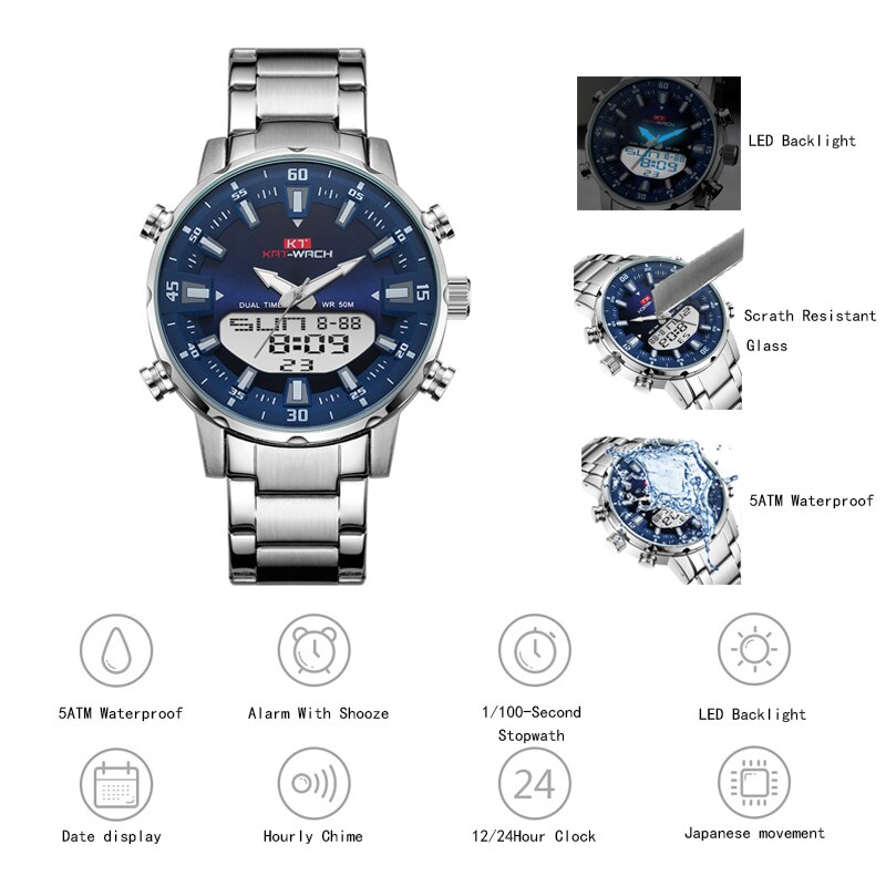 Heren Horloge Mode Mannen Quartz Horloge Chronograaf Sport Mannen Horloges Top Brand Luxe Volledige Steel Waterdichte Klok Mannelijke pols