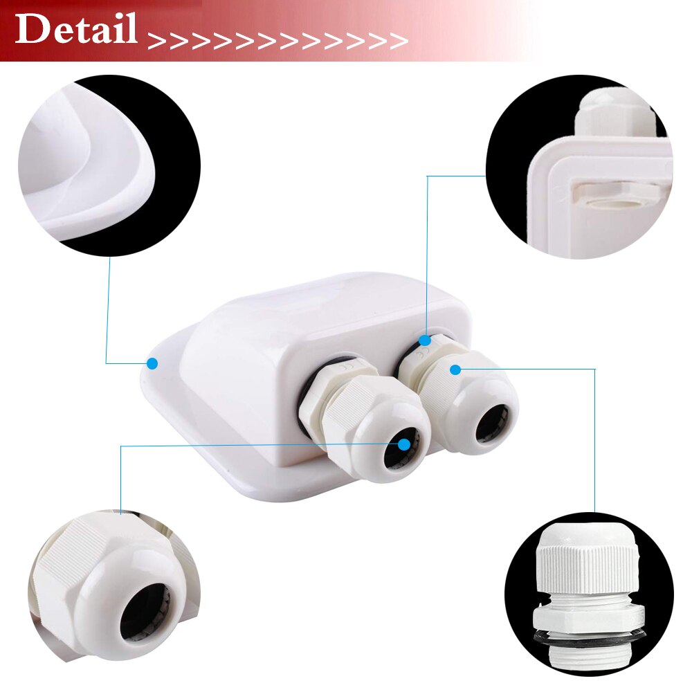 Super Light Waterproof IP67 Solar Cable Entry Plate Double Hole Gland UV Resistant for Outdoor Caravan RV Motorhome Boat