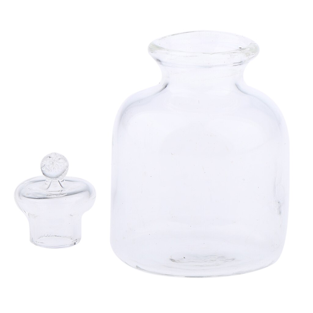 1/12 Dollhouse Miniature Clear Glass Bottles Storage Jar Kitchen Supplies Accessories