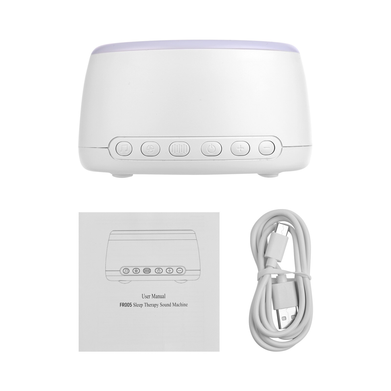 Desktop Rechargeable White Noise Machine Sleep Therapy Sound Machine 30 Soothing Sounds BT Connection with Colorful Night Light