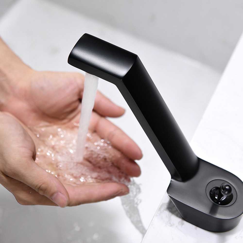 Ulgksd Single Hole Faucet and Cold Mixer Tap Bathroom Single Handle Washing Face Gray Brass Basin Faucet