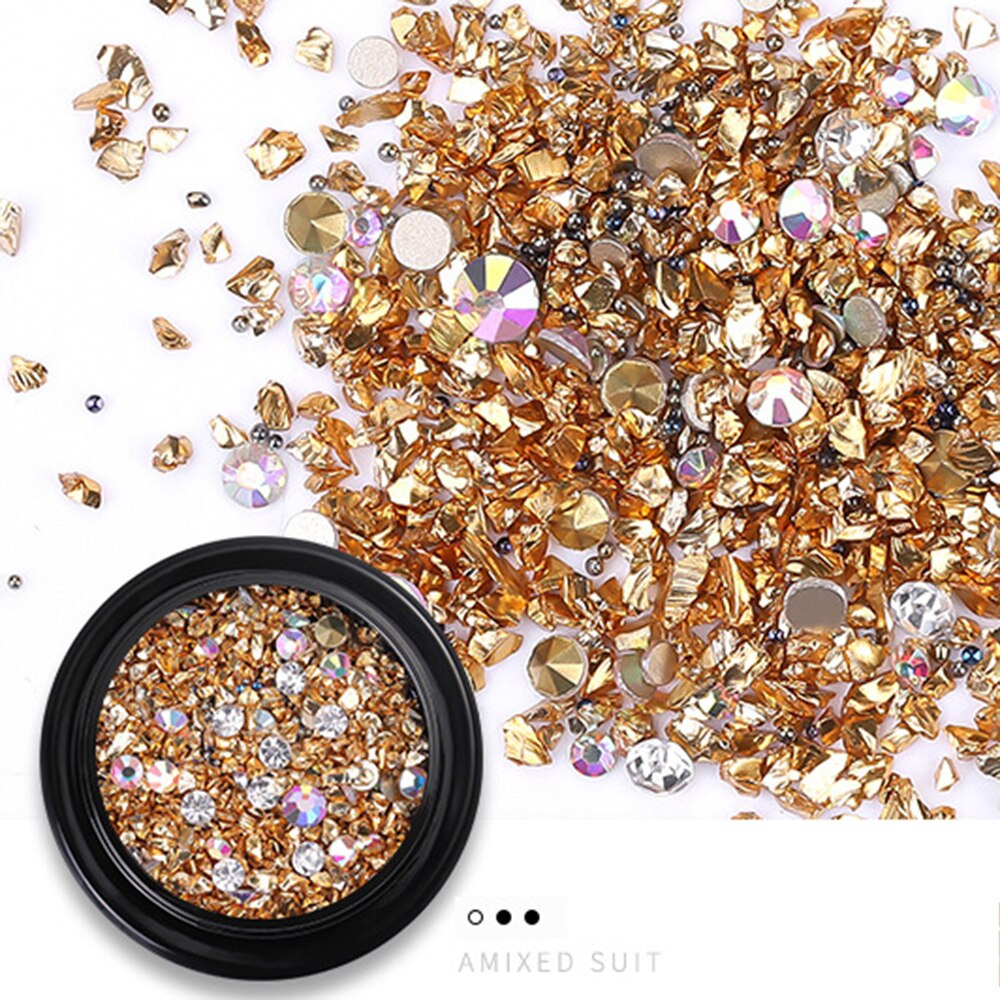 Nail art smykker luksus mine sort mikro bor hybrid sort knækket bor net rød 3d diamant krystal sand negle art dekoration: B -01