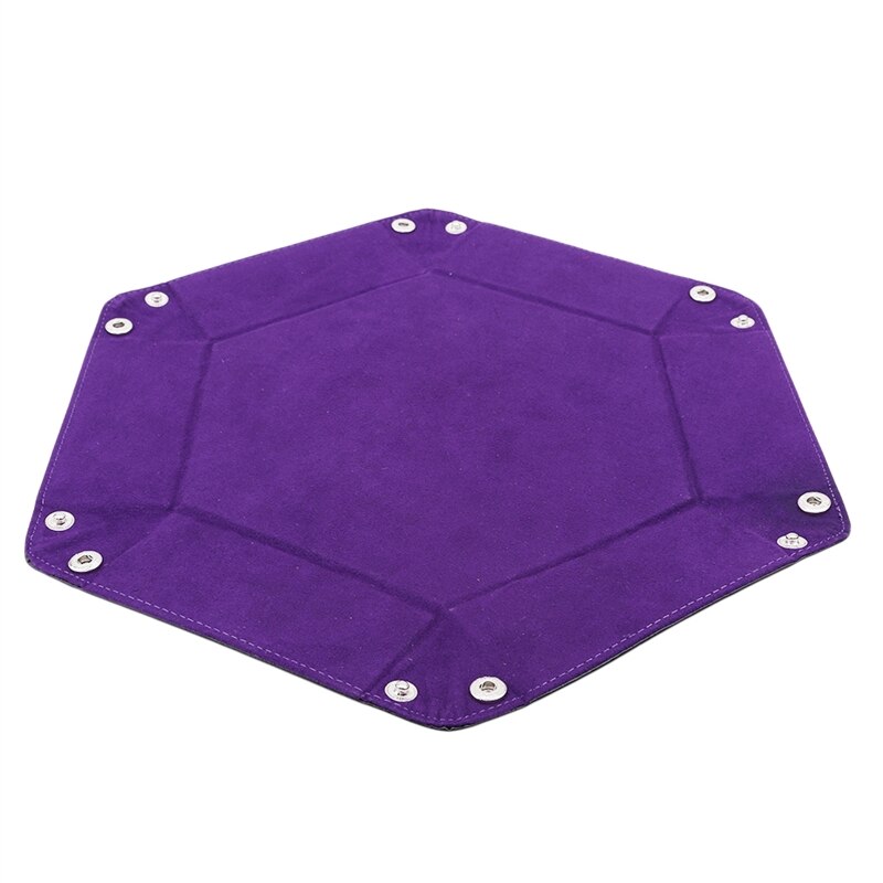 Dice tray hexagonal foldable pu leather flannel tray desktop storage tray Dice Games Storage Portable Rolling Tray Box For Use