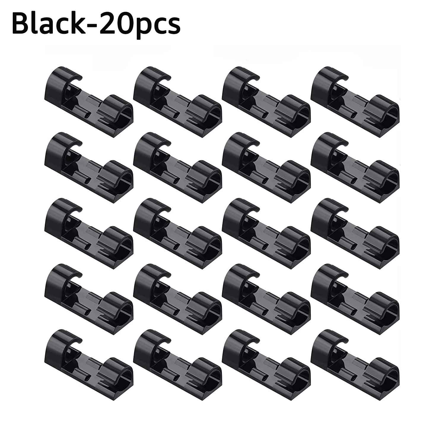 Kabel Management Desktop Usb Kabel Organizer Clips 5/20Pcs Computer Pc Smart Telefoon Kabelhaspel Tafel Muur Fixer fastener Houder: Black-20PCS