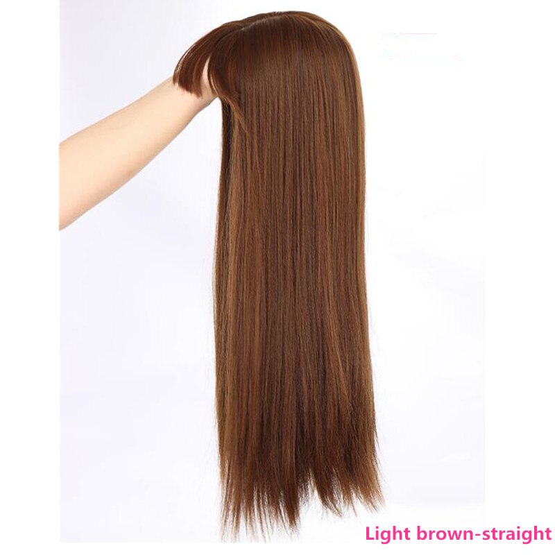 Hywamply 60CM Long Magic Clip on Hair Topper Add Volume Synthetic Hairpiece Closure for Covering White Hair Slightly Hair Loss: 4/27HL