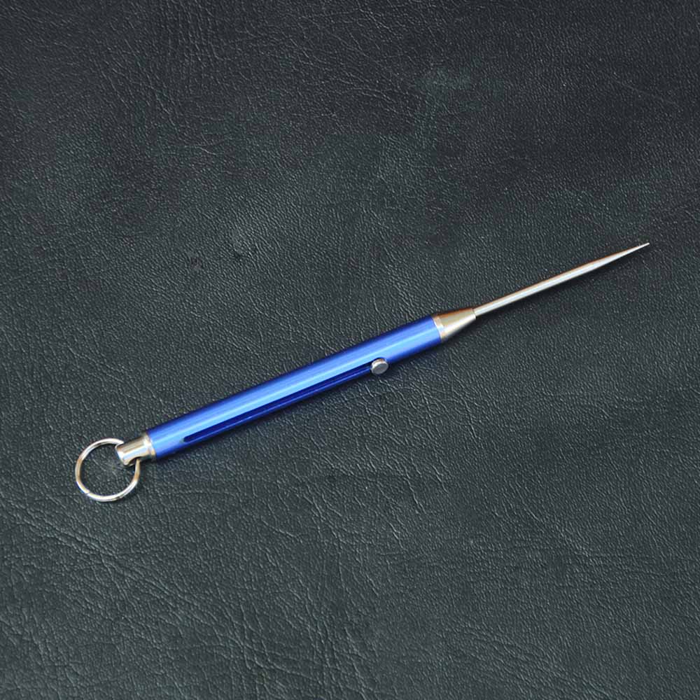 1Pcs Mini Tandenstokers Houder Pil Thee Opslag Herbruikbare Titanium Tandenstoker Fruit Vork Voor Reizen Camping Tool Sleutelhanger Opbergdoos: Blue Toothpick Kit