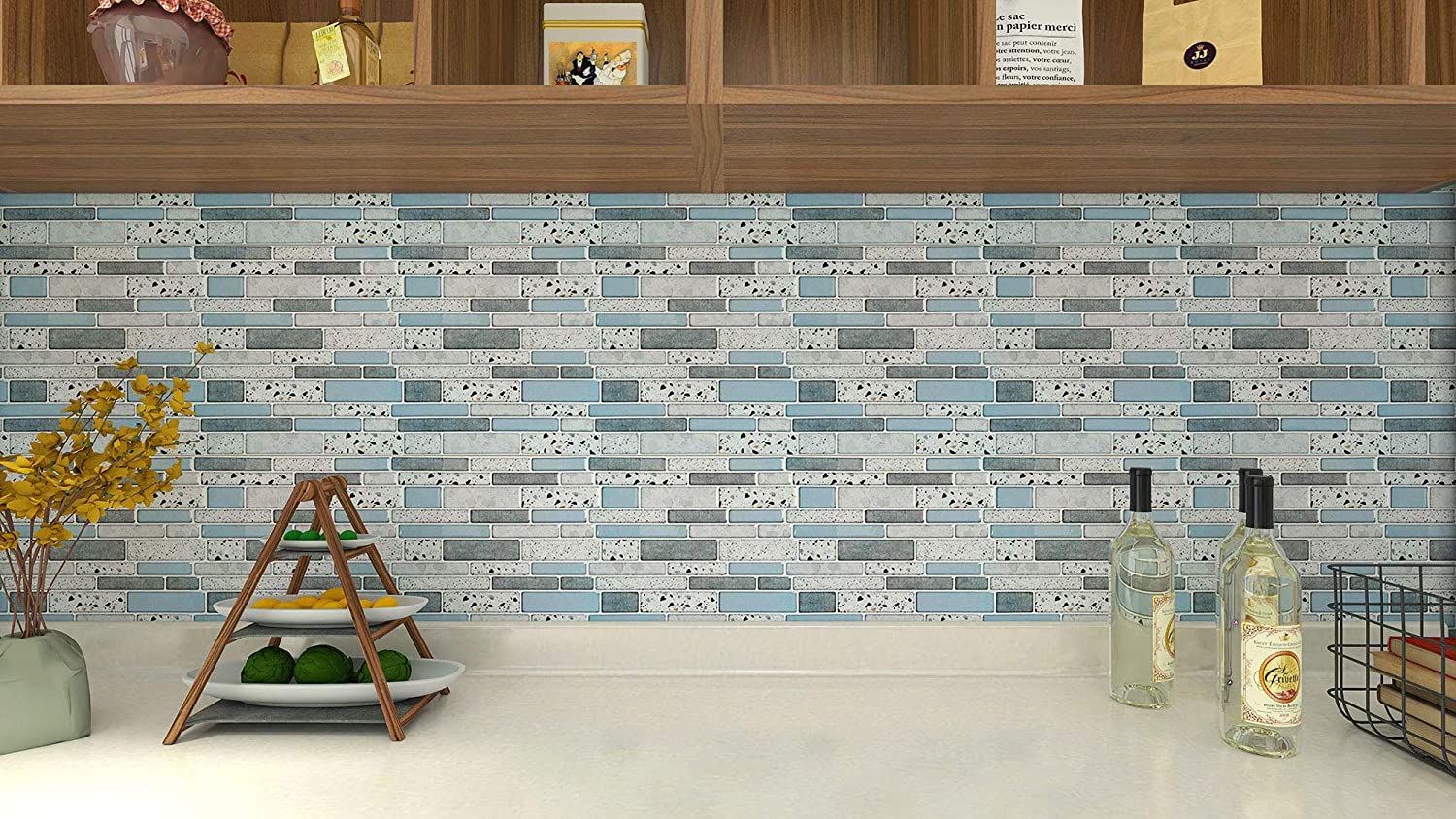 3D Peel and Stick Backsplash Tiles Blue, Self Adhesive Kitchen Backsplash in Sapphire (Thicker )