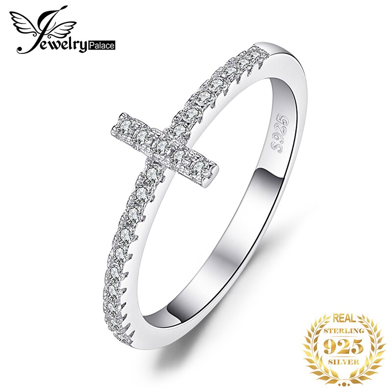 Jewelrypalace Kruis Zijdelingse Anniversary Zirconia Ringen 925 Sterling Zilveren Ringen Voor Vrouwen Zilver 925 Sieraden Fijne Sieraden