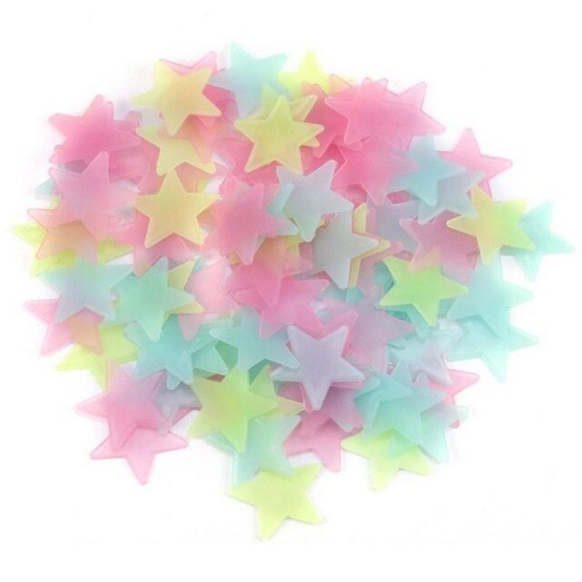 1Bag Party Glow In The Dark Speelgoed 3Cm Lichtgevende Ster Stickers Slaapkamer Sofa Fluorescerende Schilderen Speelgoed Pvc Stickers kids: Multicolor