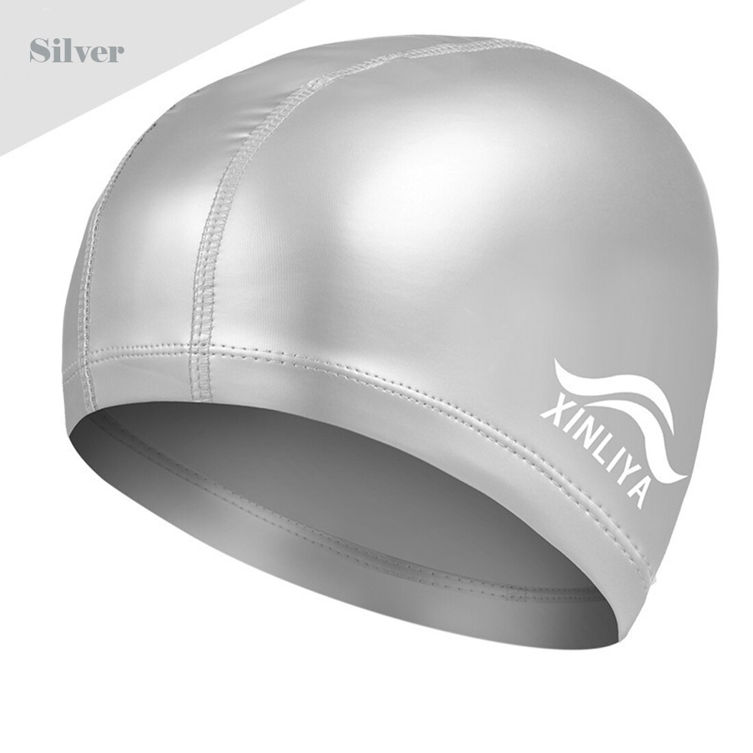Waterproof Silicone Swim Cap Hat for Men Women Long Hair Ear Protection Swimming Caps: Silver