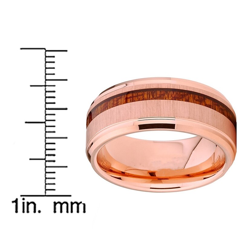 FDLK – bague en acier inoxydable pour hommes, 8mm, couleur or Rose, incrustation en bois de Koa, bande de mariage confortable