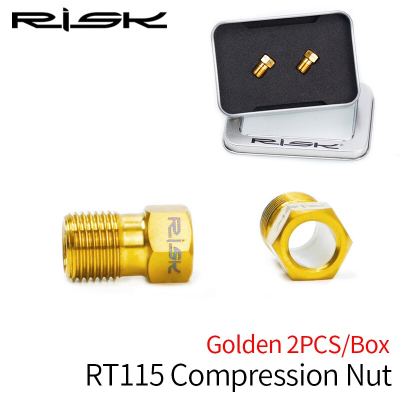 RISK-tornillos de titanio para fijación de frenos de disco de bicicleta, pinza hidráulica de aceite, manivela: Compress Nut-Gold