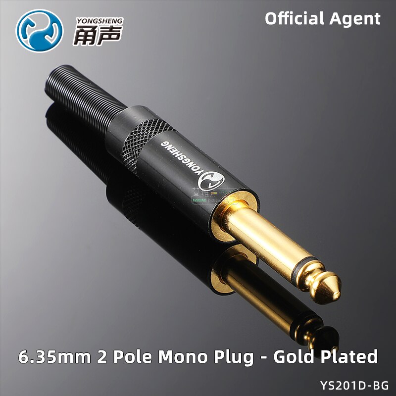 Neutrik yongsheng 10 × 6.35mm ts trs mono-stereo-vergoldeter stecker 1/4 & #39 ;& #39 ; lautsprecher-, gitarren-, mikrofon- und headset-audio-lötanschluss: Ys201d-bg 2- polig
