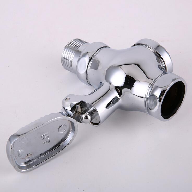 Fotpressing type offentlig toalett / wc skylleventil, kobber avføringe skylleventil, urinal skylleventil forkromet,