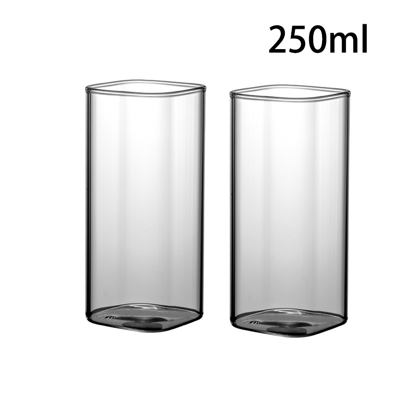 Verre fin carré nordique 250-500ml, style nordique, verres transparents, boisson froide, jus de Cola, café, lait, tasse, fournitures de cuisine de Restaurant: 2pc 250ml