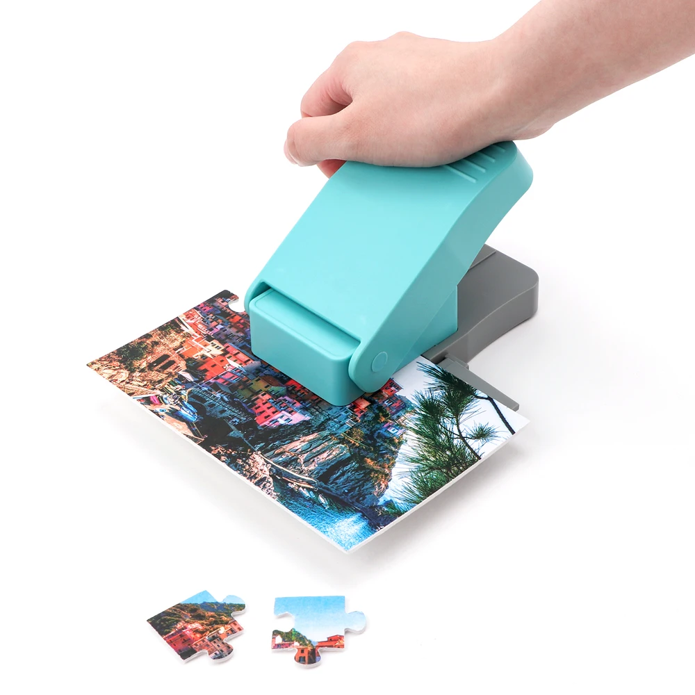 Perforadora de papel para rompecabezas de 12,7x8cm, máquina para hacer rompecabezas DIY, cortador fácil para hacer rompecabezas con 10 tableros de espuma adhesivos, herramienta de juguetes DIY