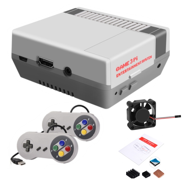 Nes3Pi Nes Stijl Case Kit Abs Functionele Koelventilator Heatsinks Schroevendraaiers Voor Raspberry Pi 3B +/3B/2B: Case and controllers