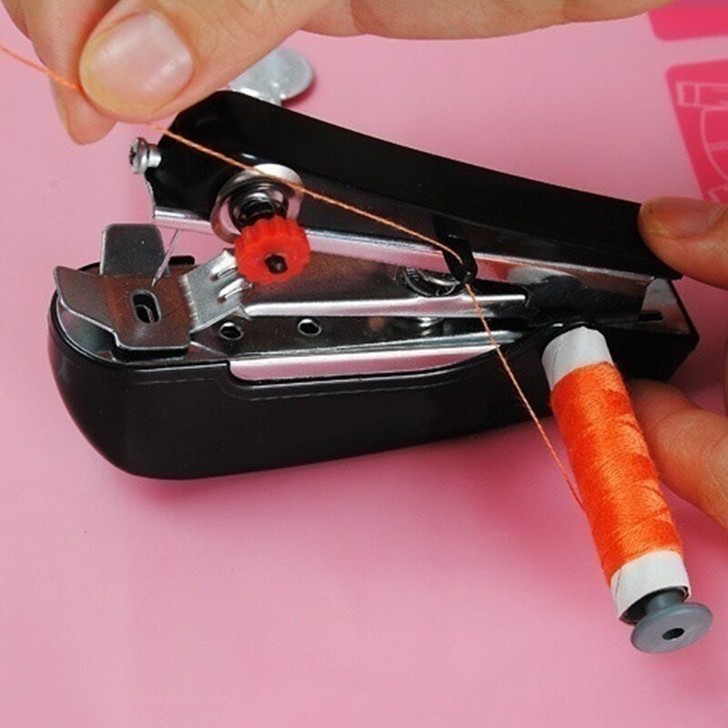 1Pcs Mini Hand-held Clothes Fabrics Sewing Machin Mini Sewing Useful Portable Needlework Cordless For Home Travel To Use