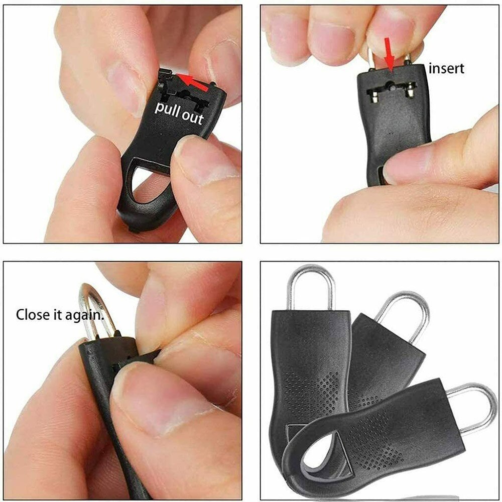 16PCS Universal Detachable Zip Zipper Puller Set Wide Waistbands Elastic Waist Zips Replacement DIY zipper Zipper Sliders Newest