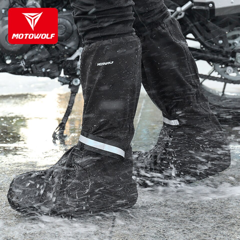 Couvre-chaussures pour bottes de moto, couvre-chaussures antidérapant, imperméable, résistant à l&#39;usure, quatre saisons, long tube épais