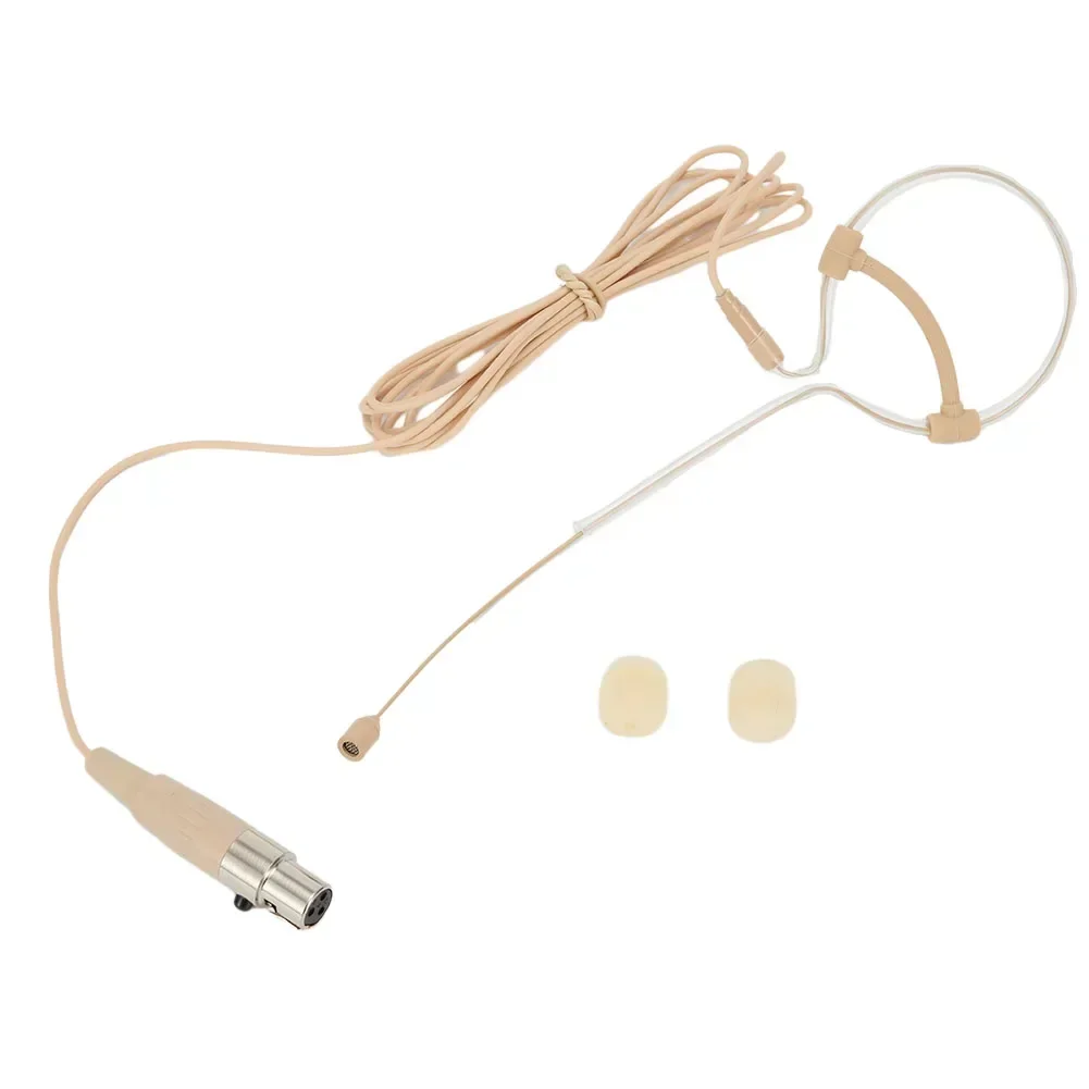 Enkel ørekrok headsetmikrofon 3.5mm 3- pinner 4- pinner xlr-plugg beige hodemikrofon til shure trådløs mikrofon med deksel