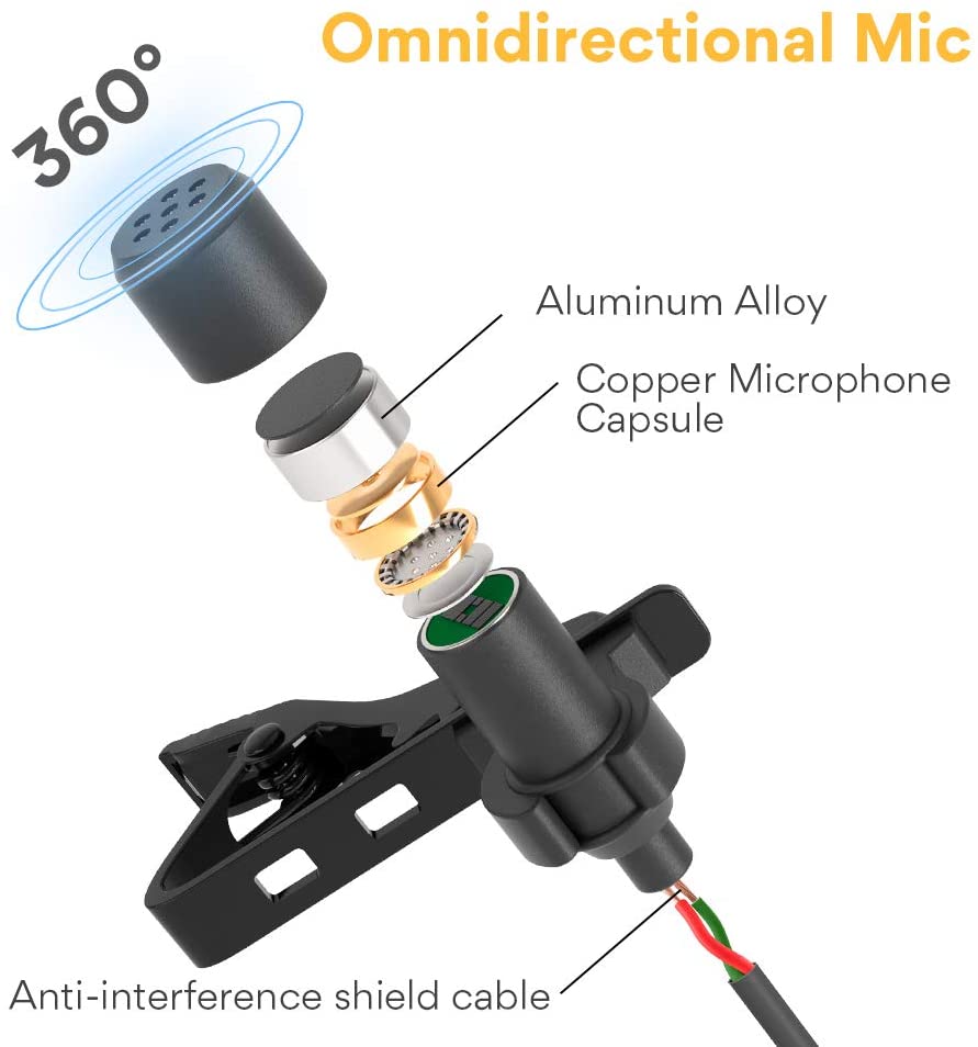 MAONO Dual Lavalier Microphone HandsFree Clip-on Lapel Microphone Mini Collar Condenser Mic for Camera DSLR Phone PC Laptop
