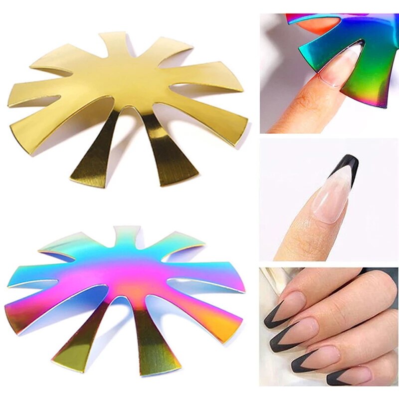 3 kolory zawodowiec 9 rozmiary owalne francuski trymer paznokcie szablon V linia głębokie migdałów kształt porady manicure krawędzi paznokcie akrylowe nóż TB #2