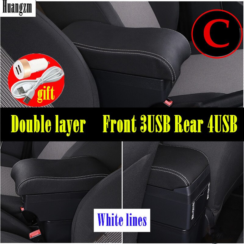For fiat 500L Armrest Box Center console central Store content box cup holder accessories parts USB Charging