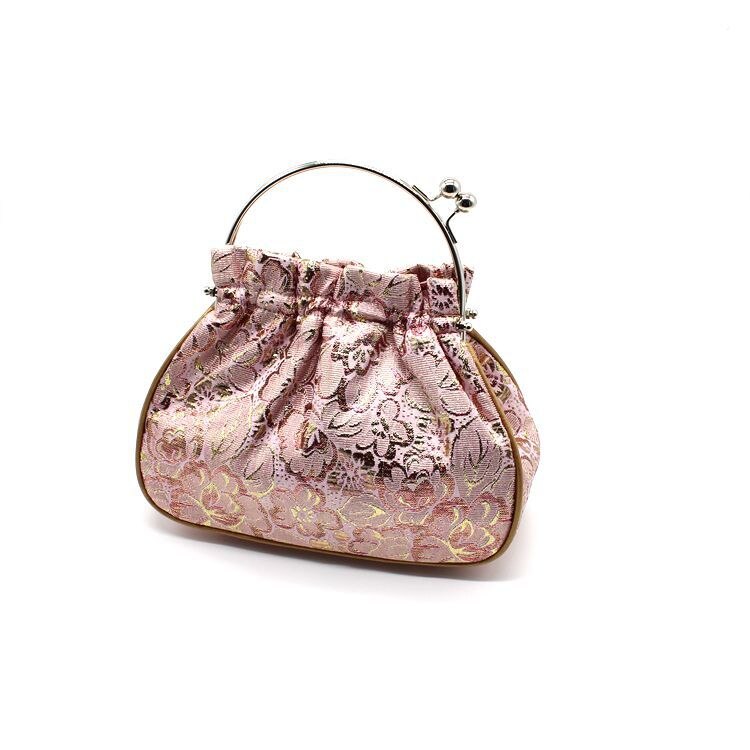 Alasir Damask Wallet Ladies Clip Silk Bag Chinese Style Cheongsam Handbags Women Evening Clutches Handmade Vintage Bucket Bag: pink