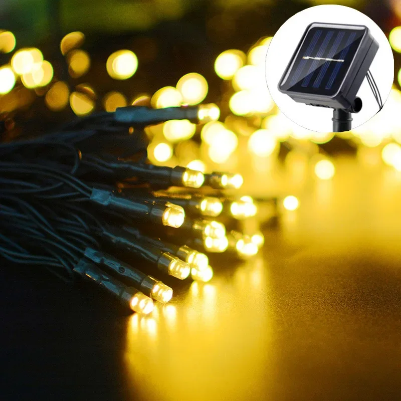 Solar Light Copper Wire Light String Outdoor Fairy Waterproof LED Garden Decoration: Blue / 11-15W