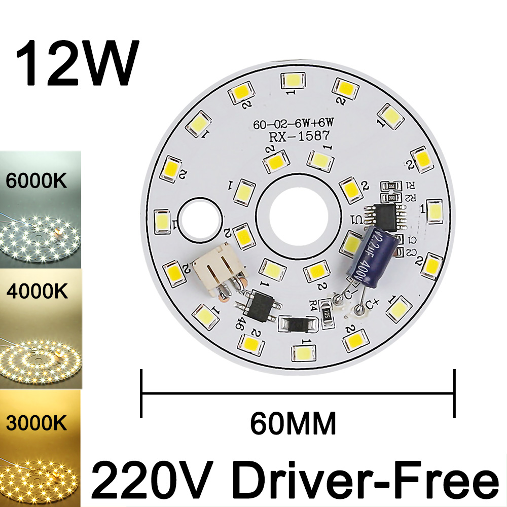 Panel de lucha sin controlador AC220V, 6W, 9W, 12W, 18W, 24W, 2835 SMD, accesorios de fuente de luz LED DIY para reemplazar bombillas de araña domésticas: Morado