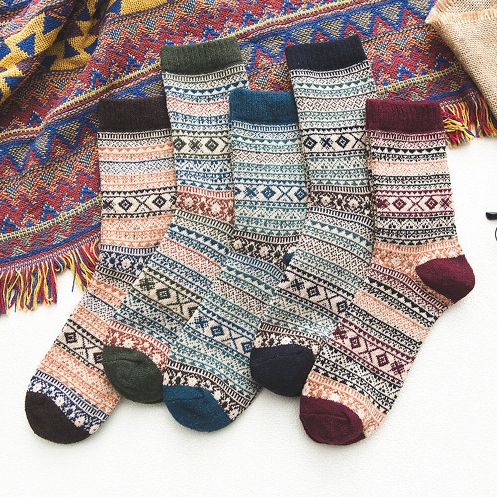 5 par genanvendelige etniske komfortable holdbare varme lette uldsokker sokker sprots sokker mænd borfriends mand