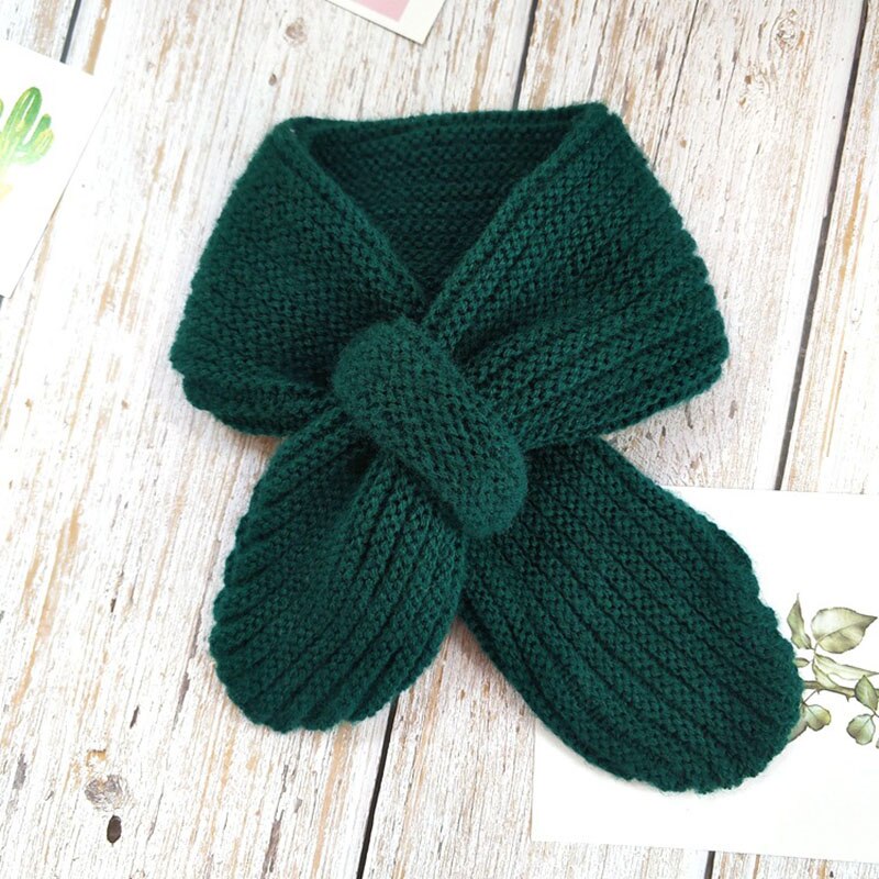 Mooie Herfst Winter Jongens Meisjes Effen Sjaal Warme Gebreide Sjaals Kids Kinderen Effen Kleur Halswarmer Breien Kraag Sjaal: Green