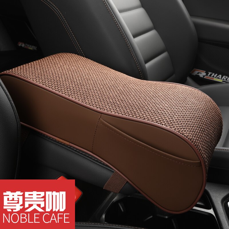 Leather Car Central Armrest Pad Black Auto Center Console Arm Rest Seat Box Mat Cushion Pillow Cover Vehicle Protective Styling: C