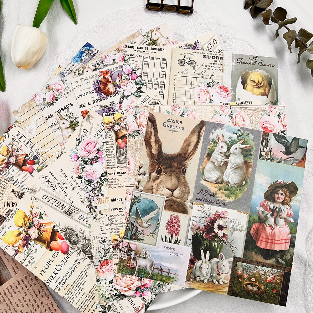 Easter Rabbit Series Material Craft Paper Packs Scrapbooking Happy Planner DIY Card Decoration Photo Albums