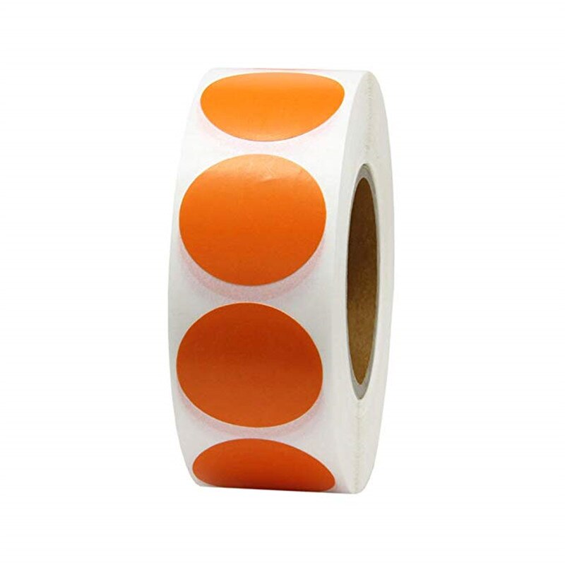 500Pcs/Roll Chroma Label Color Code Dot Labels Stickers 1 Inch Red Green White Yellow Blue Pink Black Purple Stationery Stickers: Orange