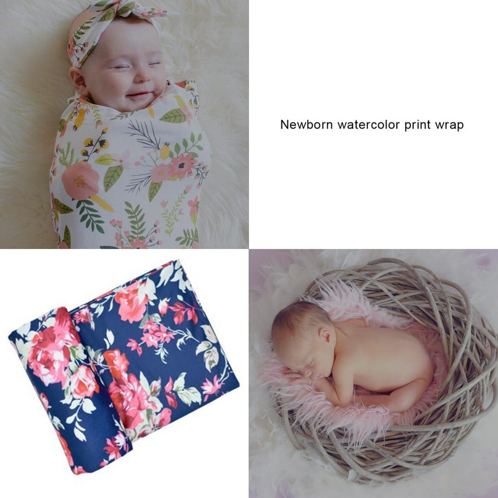 Gloednieuwe Peuter Aquarel Afdrukken Donzig Bloemen Dot Baby Deken Inbakeren Slaapzak Wrap Multifunctionele Wrap Doek