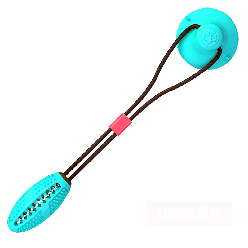 Silicon Pet Dog Toys Suction Cup Tug Dogs Chewing Push Ball Toy Pet Tooth Cleaning Dog Toothbrush for Puppy large Dog Biting Toy: B blue