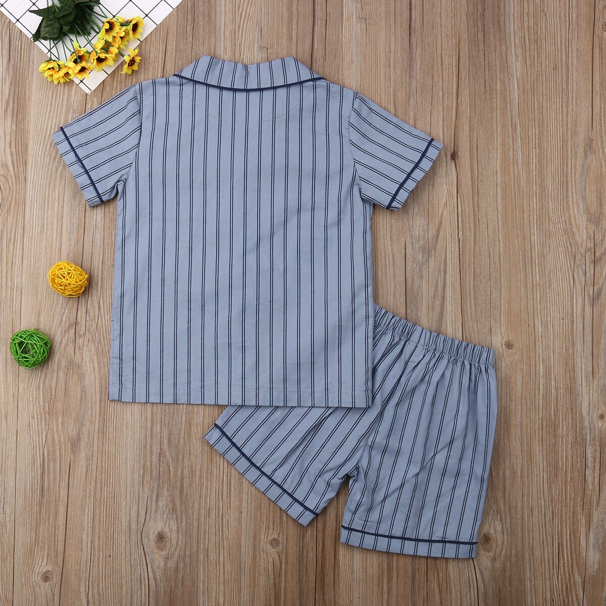 Pudcoco Gestreepte Gentleman Stijl Zomer Peuter Kids Jongens Kleding Nachtkleding Pyjama Set Shirt + Broek