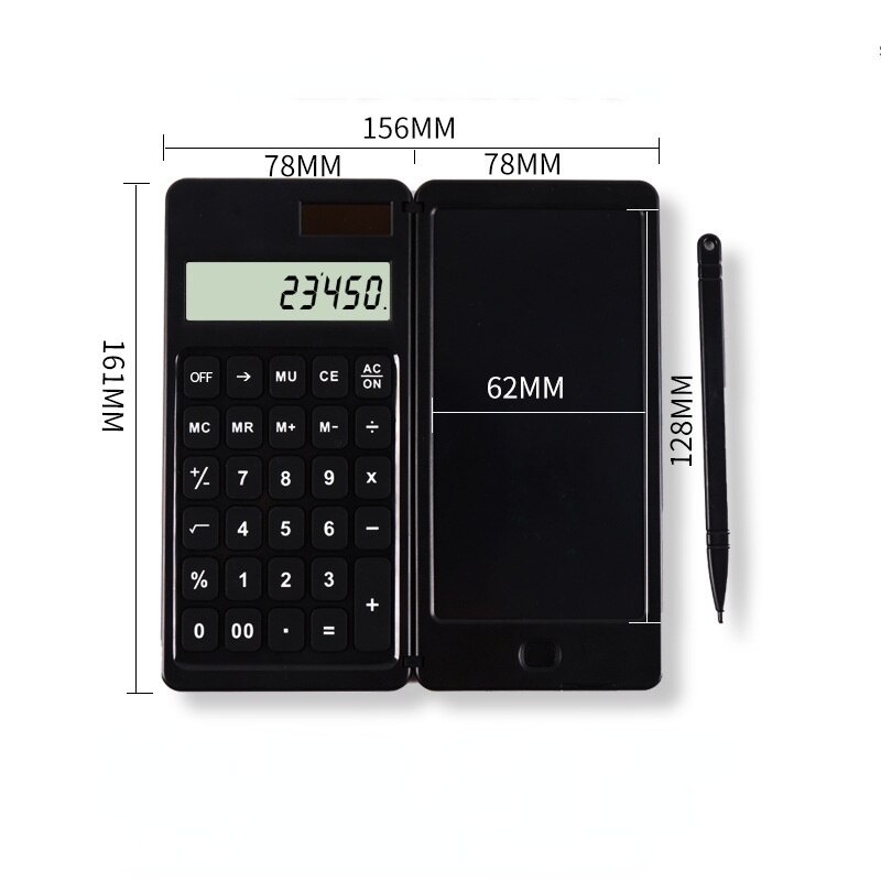 Desk Portable Basic Calculator With Notepad And Stylus, 12 Digit Large Display Multi-Function For Office, School, Home & Basic Financial (Black